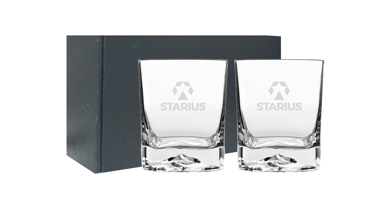 ~ Luigi Bormioli On The Rocks 13.5oz crystal DOF S/2 in an Onyx gift box