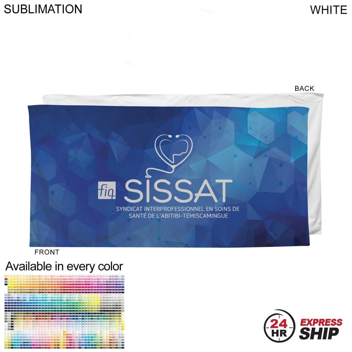 24 Hr Express Ship - Heaviest weight, Plush Velour Terry Cotton Blend Beach Towel, 30x60, Sublimated