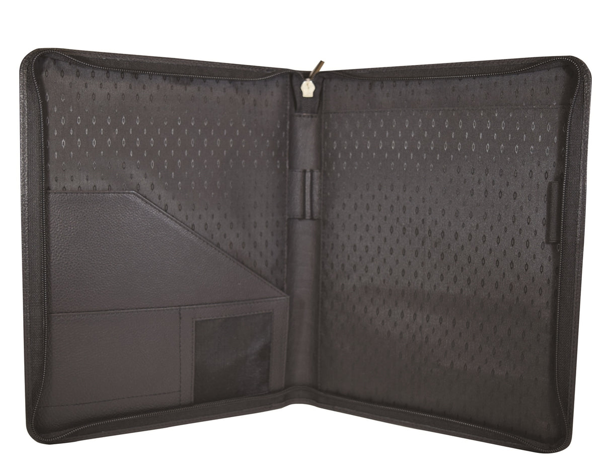 Textured Nappa Leather Zippered Portfolio black