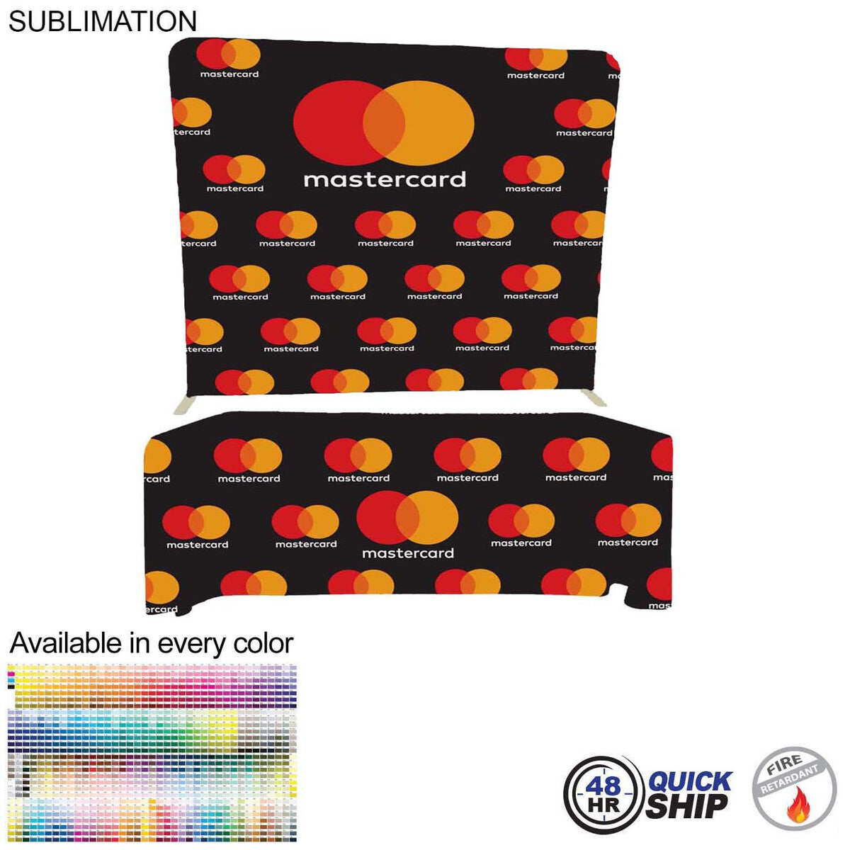 48 Hr Quick Ship - Tradeshow Booth Package Supreme, 8' EuroFit Display and 6' Sublimated Tablecloth