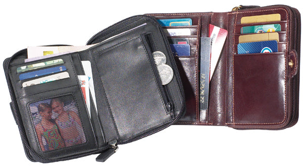 Women's Wallet wine top grain cowhide leather