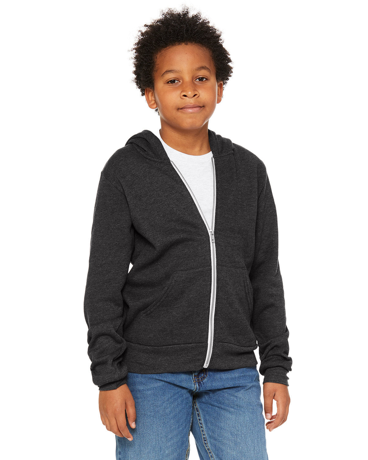 BELLA+CANVAS Youth Sponge Fleece Full-Zip Hooded Sweatshirt