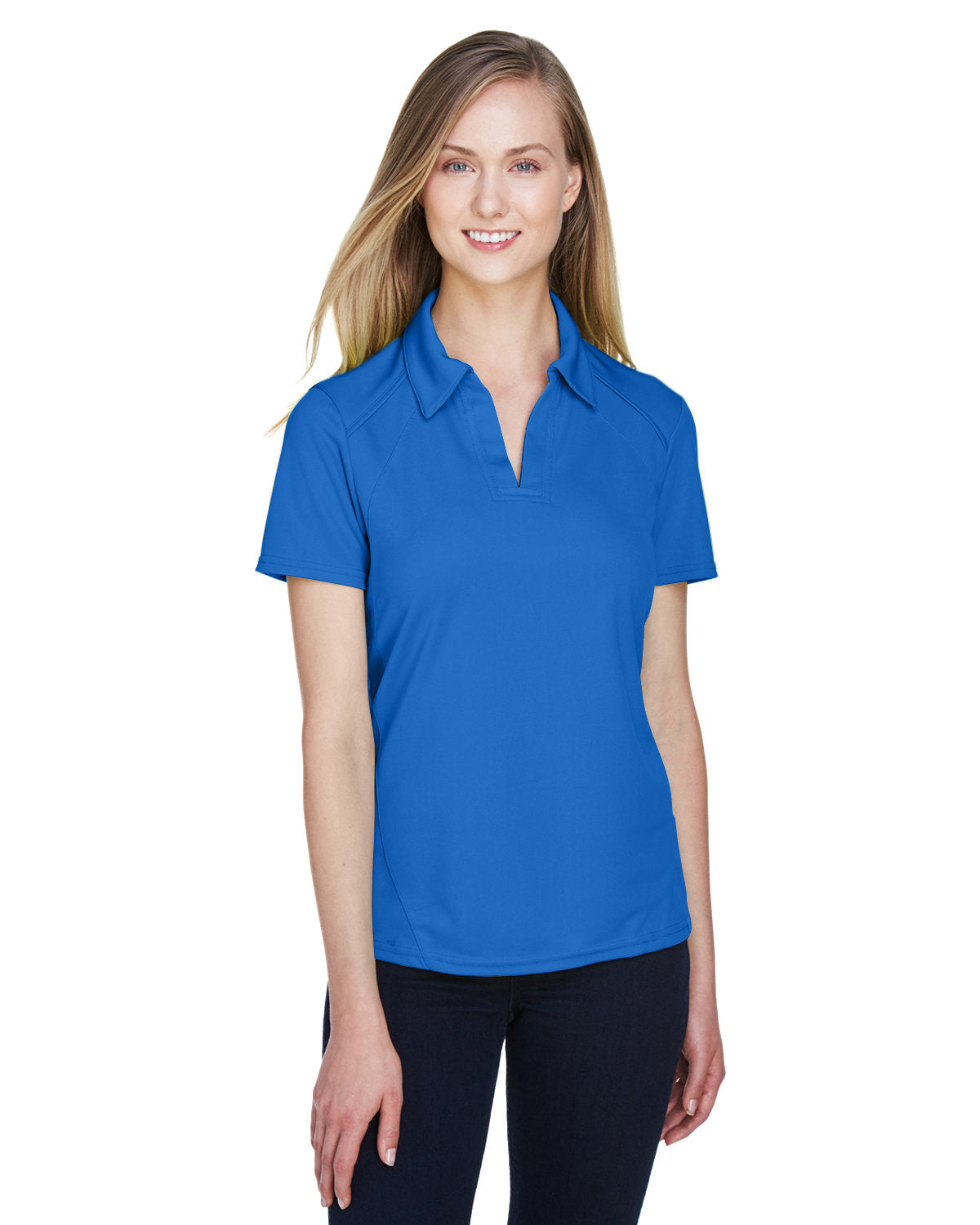 000190 NORTH END SPORT RED Ladies' Recycled Polyester Performance Piqué Polo