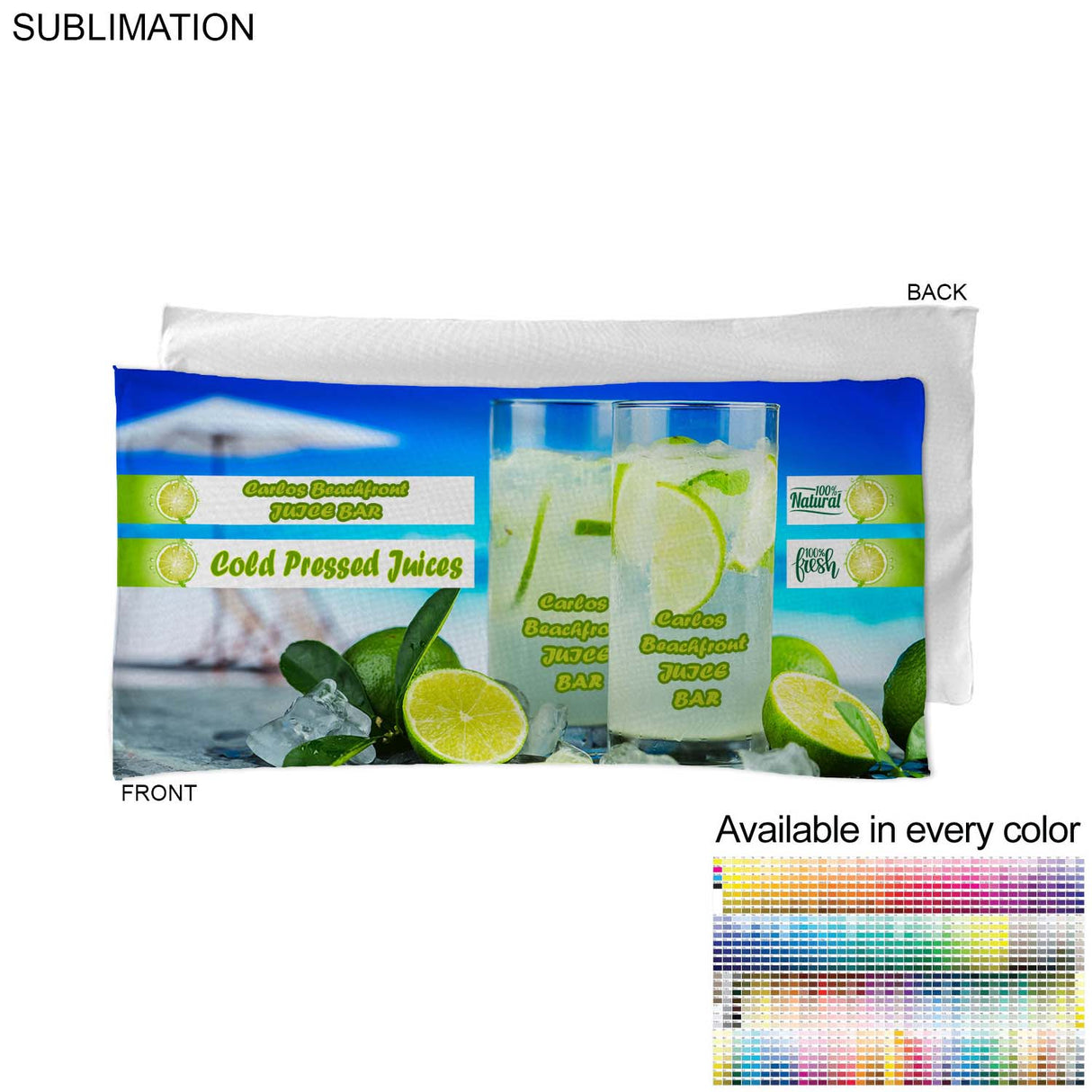 Absorbent Microfiber Dri-Lite Terry Branding Towel, 22x44, Sublimated Edge to Edge 1 side