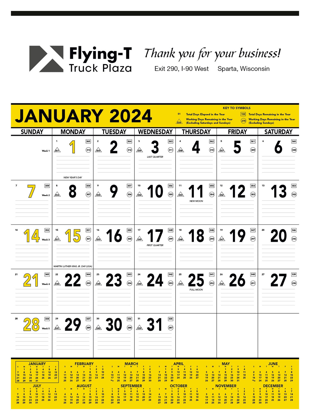 Triumph® Calendars Yellow & Black Contractor Memo