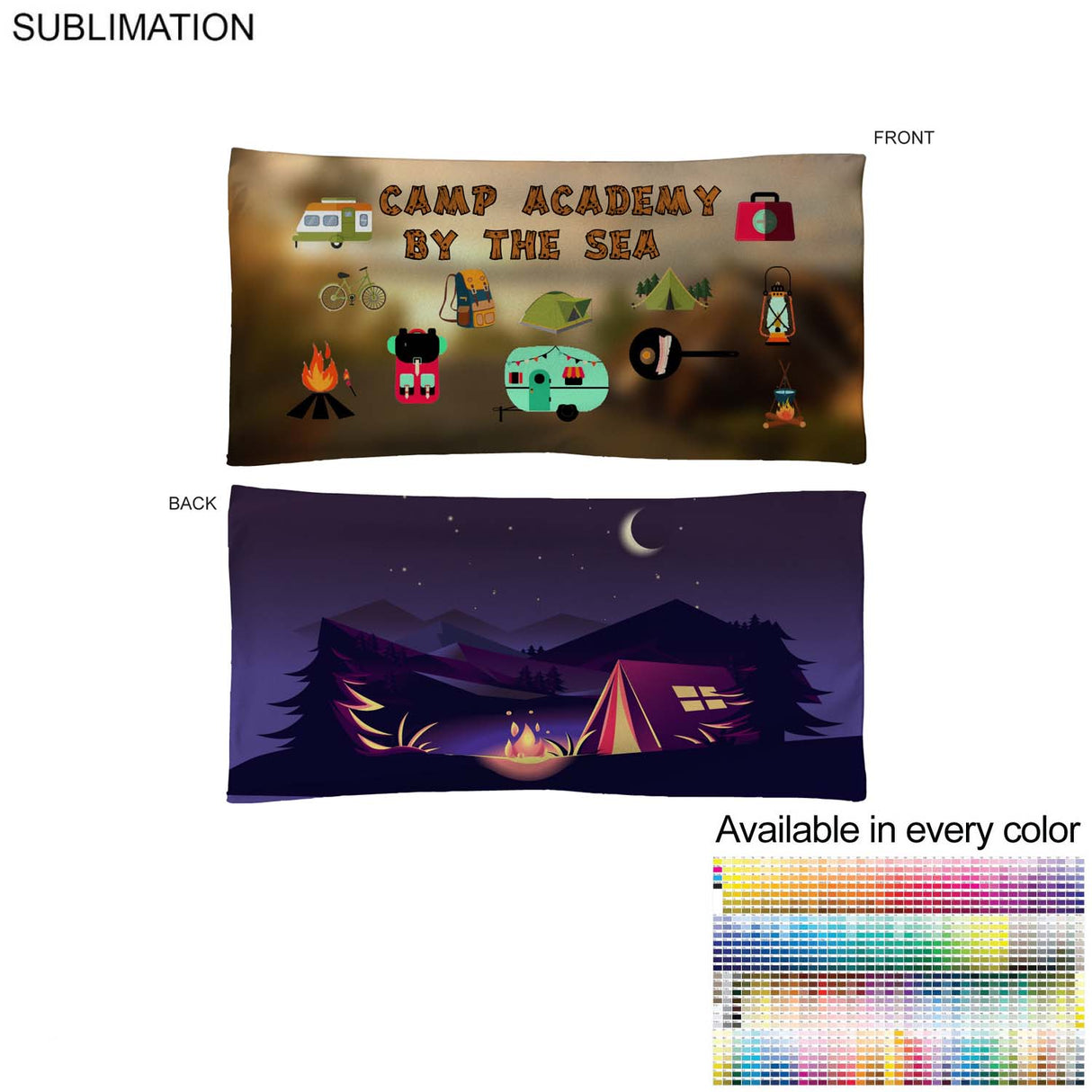 Camping Towel in Absorbent and Compact Microfiber Dri-Lite Terry, 20x40, Sublimated 2 sides