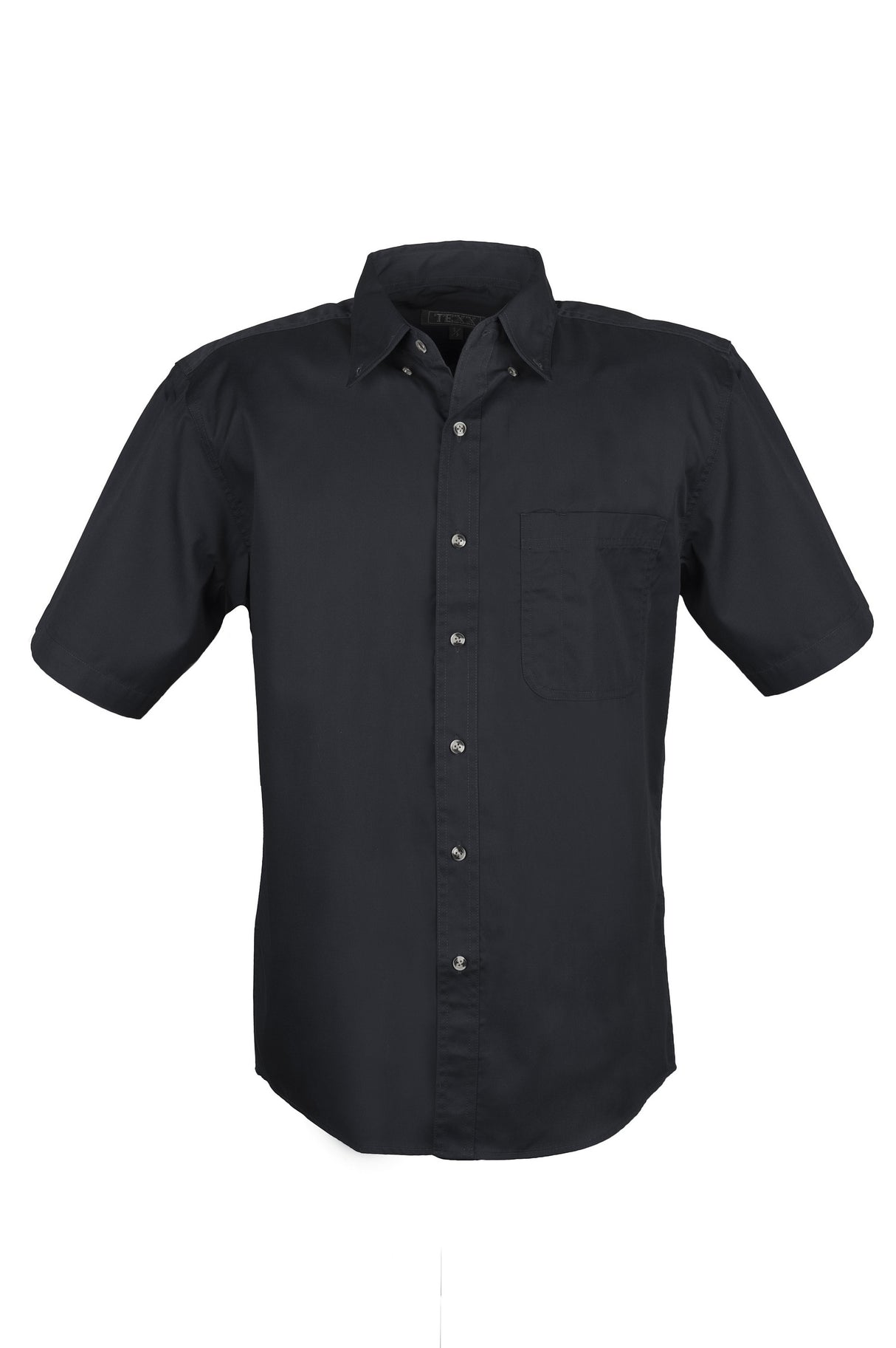 MEN EASY CARE COTTON BLEND DRESS SHIRTS SHORT Sleeve(Black) (S-4XL)