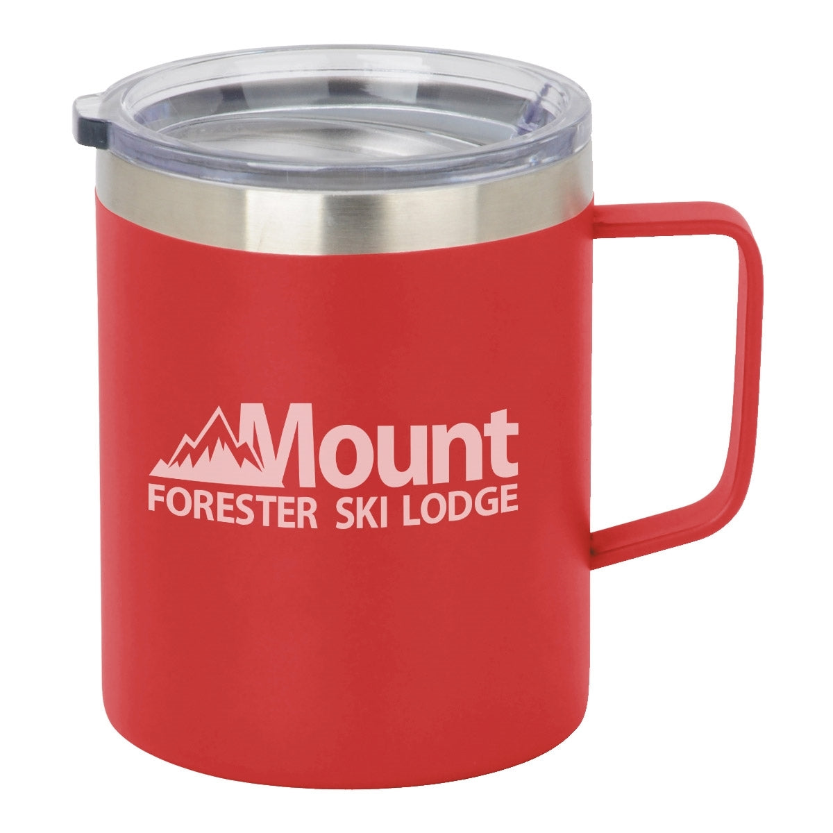 Frontier 12oz stainless steel slim double wall mug matte red with clear lid
