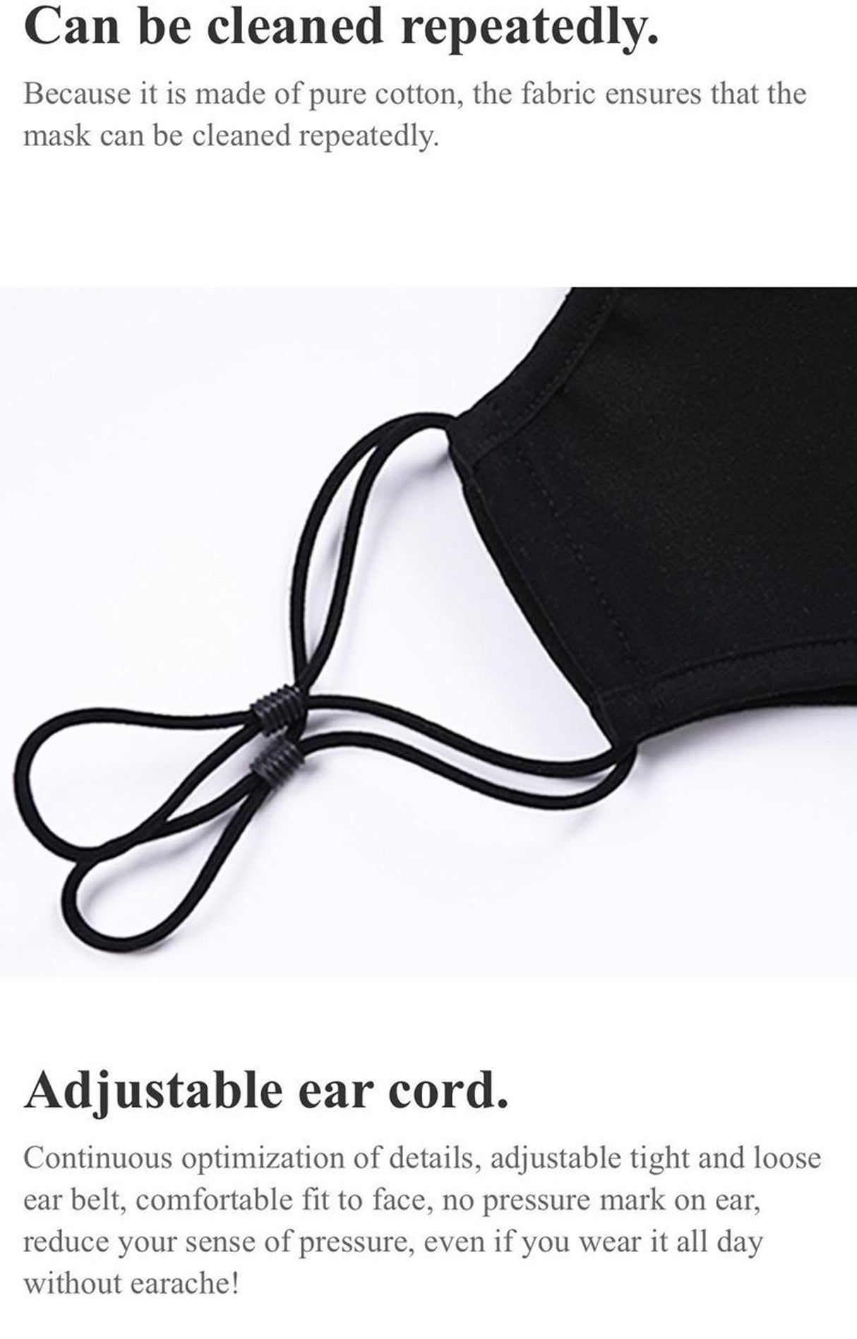 72 Hr Fast Ship - 3-ply Adult reusable cotton cloth facemask with filter pocket, Left side logo