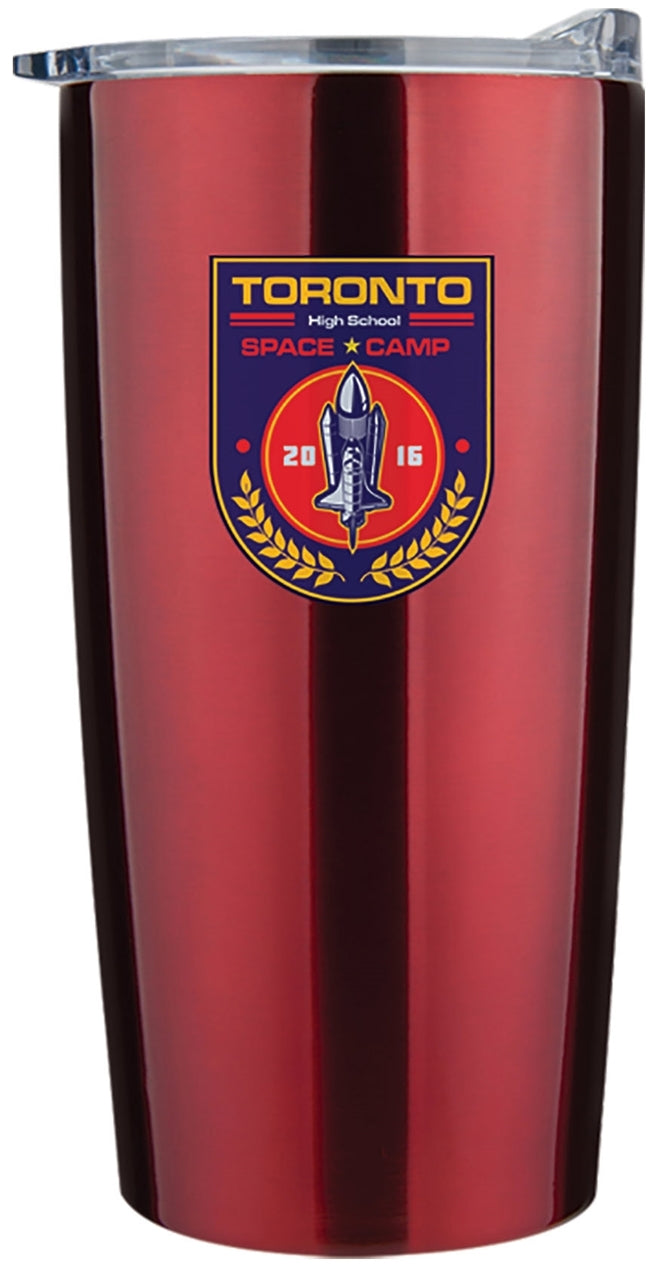 Airdrie 20oz double wall vacuum stainless steel travel tumbler glossy red - Digital Print