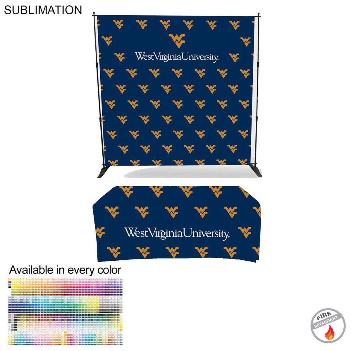 000593 Tradeshow Booth Package Deluxe, 8' Expanding Display and 6' Sublimated PREMIUM Tablecloth