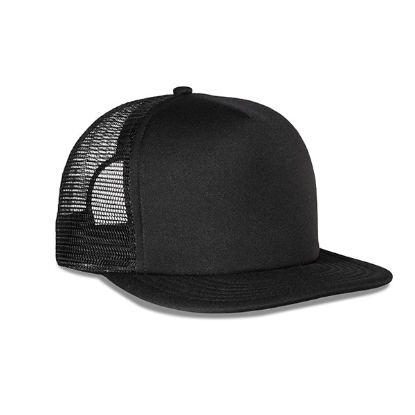 5 Panel Poly Foam Mesh Trucker Cap w/Flat Bill