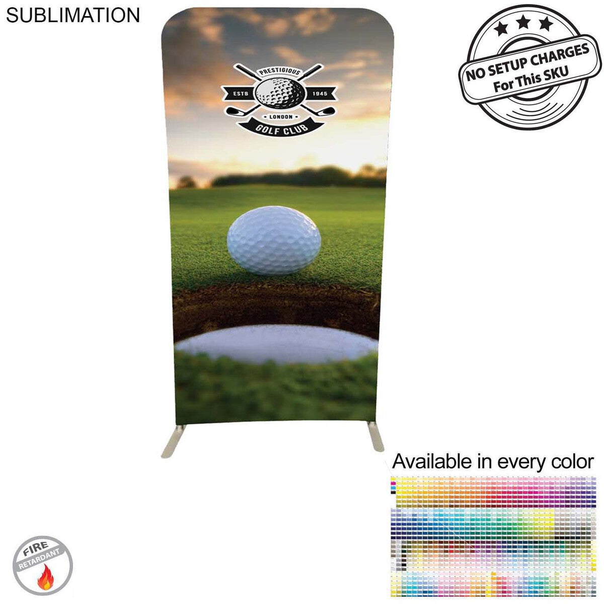 72 Hr Fast Ship - Tradeshow Booth Package Sleek, 3'Wide EuroFit Display and 6' Sublimated Tablecloth