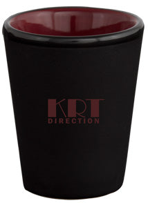 Mug Shots 1.5oz 2tone black/maroon ceramic shot glass