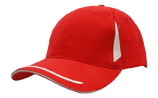 Brushed Heavy Cotton Cap w/Crown Inserts Peak Trim & Sandwich