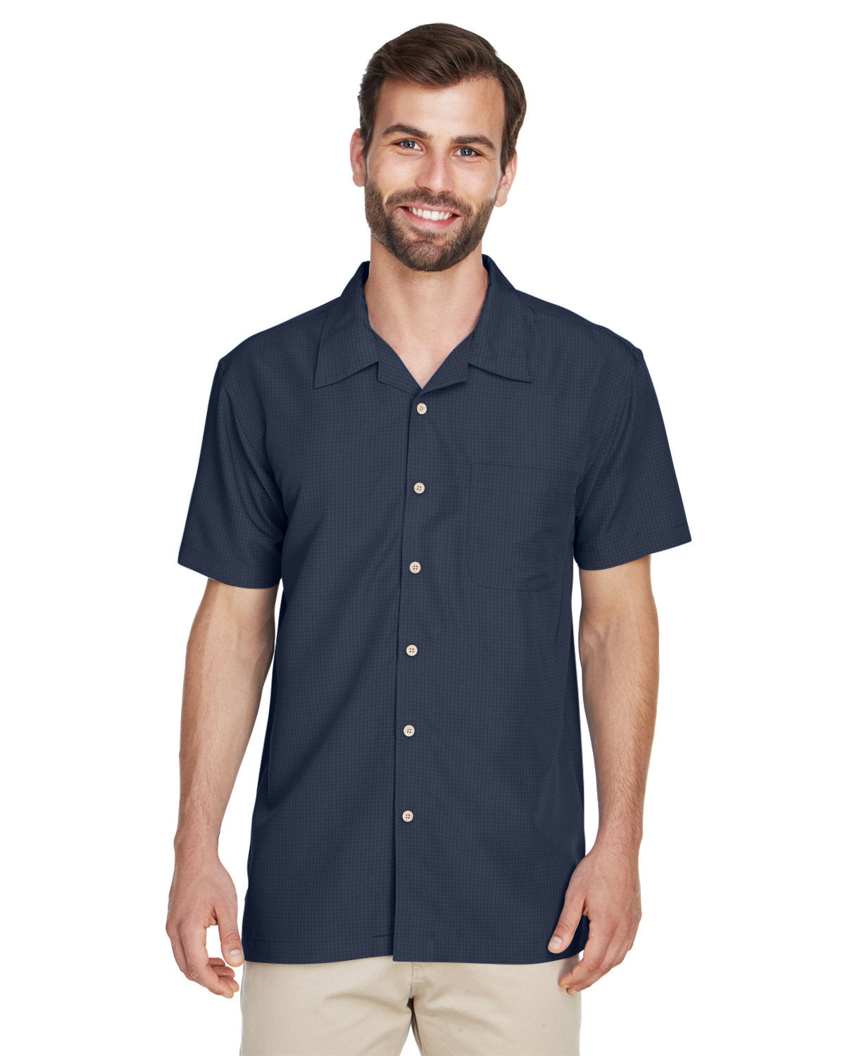 Harriton Men's Barbados Textured Camp Shirt