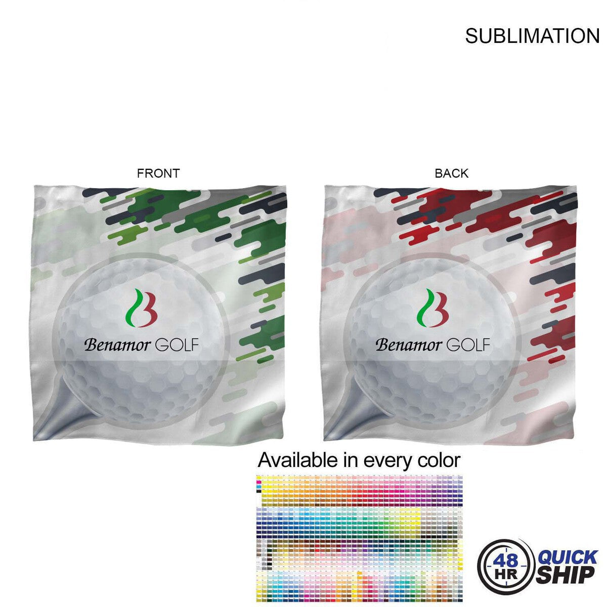 48Hr Quick Ship - Microfiber Dri-Lite Suede Shammy Cooling 2-Tone Towel, 15x15, Sublimated 2 sides