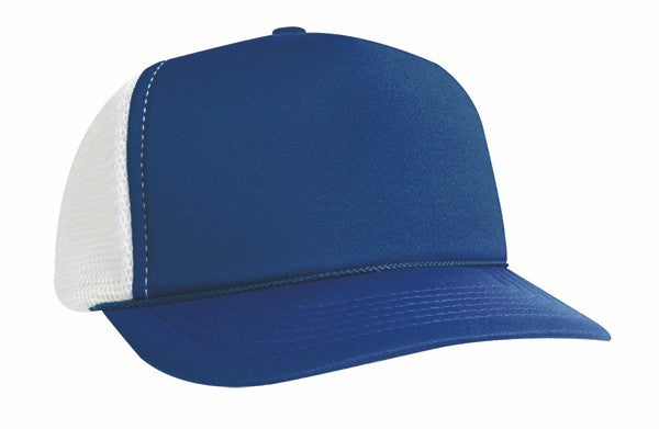 5-Panel Poly Foam Mesh Trucker Cap w/Flat Bill (2-Tone)