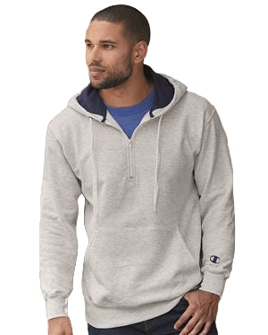 Champion® Cotton Max Hooded Quarter Zip Sweatshirt