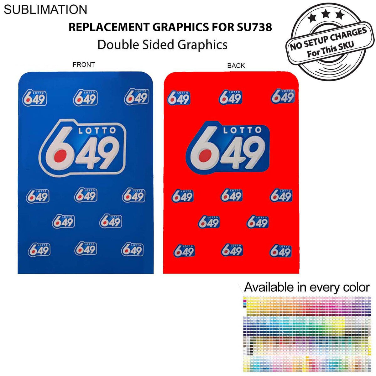 Replacement Full Color Graphics Double Sided for 5'W x 90"H EuroFit Banner with Steel Base, NO SETUP
