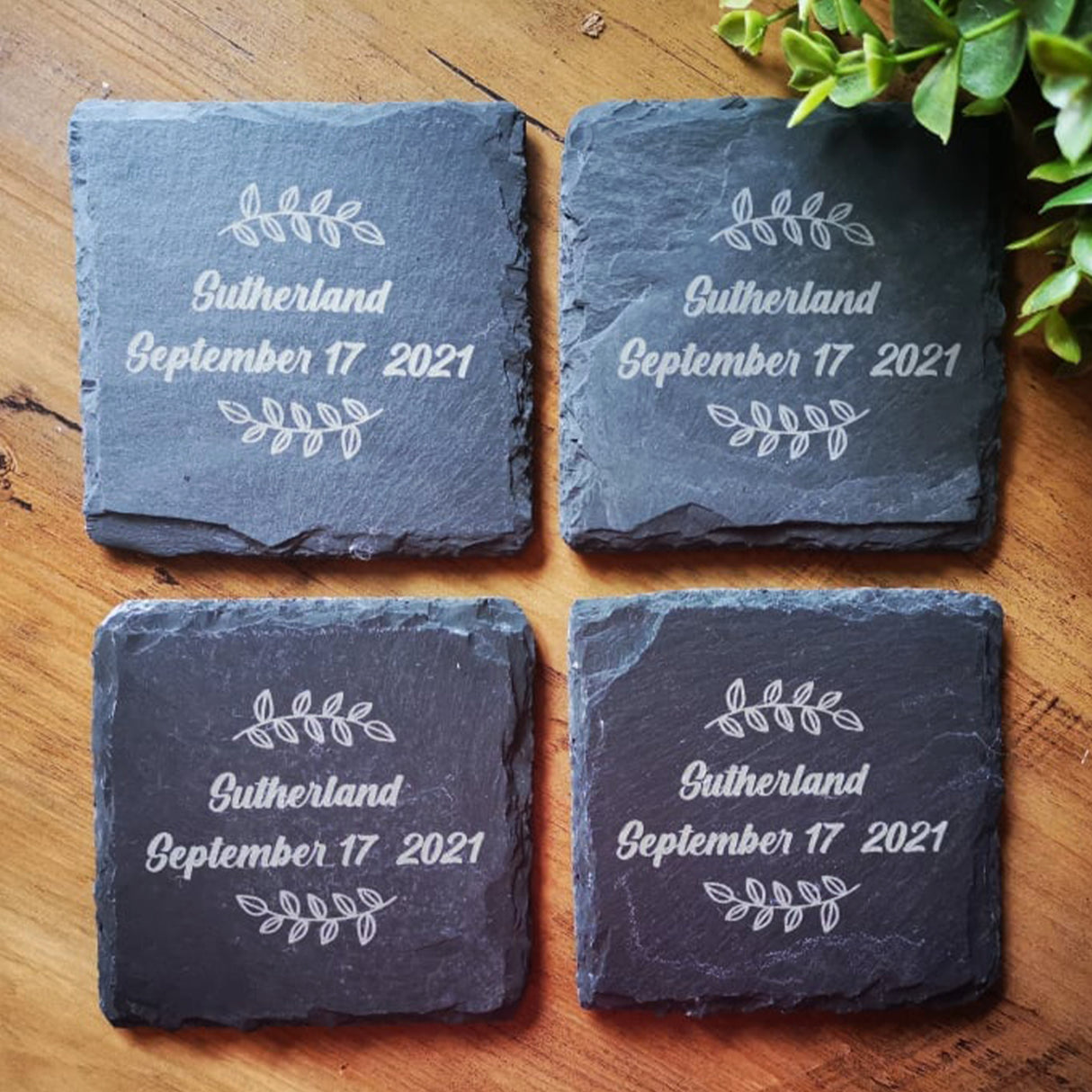 Custom Name Engraved Slate Coasters