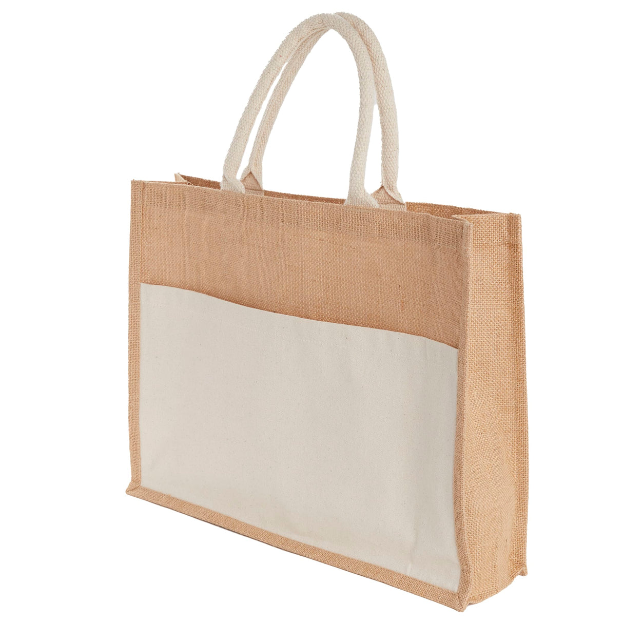Jute Shopper Tote with Recycled Cotton Pocket