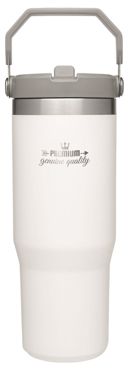 Stanley® IceFlow 30oz Flip Straw Tumbler, white - Etched