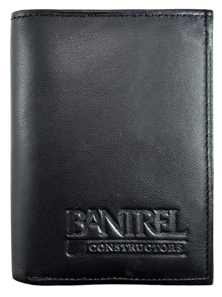 Leather Tri-Fold Wallet black smooth sheep nappa leather, RFID