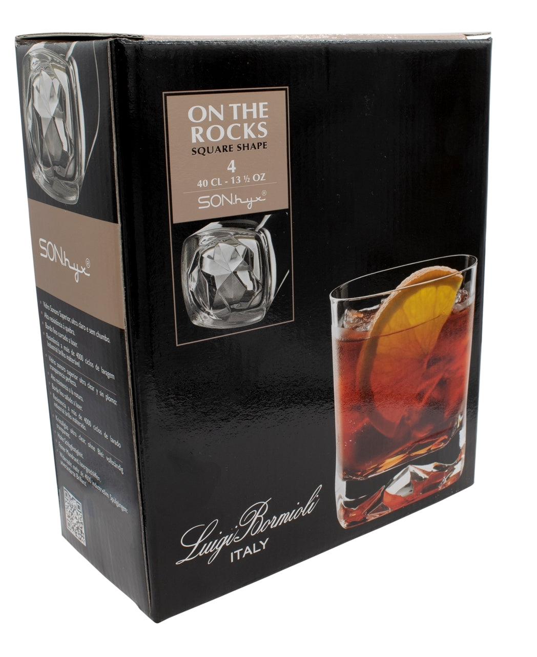 ~ Luigi Bormioli On The Rocks 13.5oz crystal DOF S/4 in Retail Gift Box