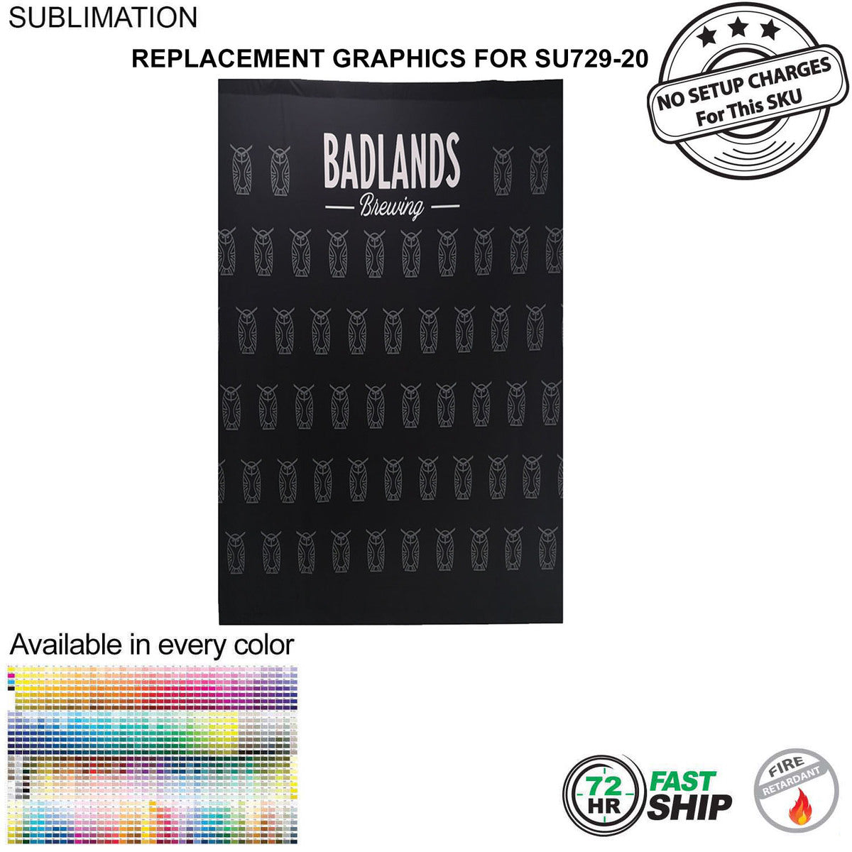 72 Hr Fast Ship - Replacement Full Color Graphics for 5' Display, Media Wall, Backdrop SU729-20