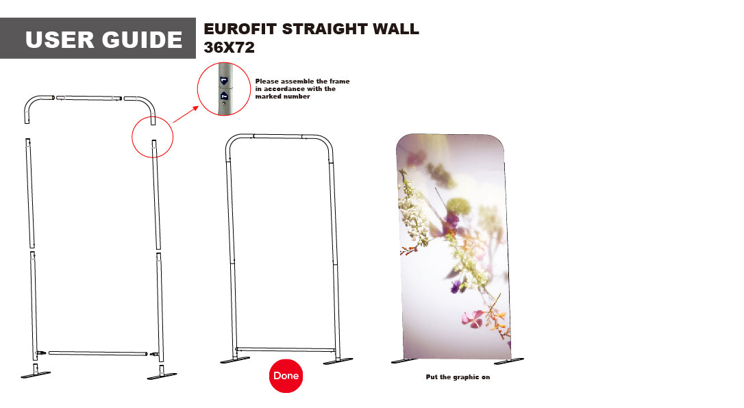 Product Branding 2'W x 78"H EuroFit Straight Wall Display Kit, with Full Color Graphics Double Sided