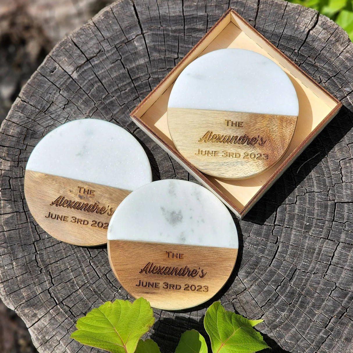 Custom Marble Wood Coasters