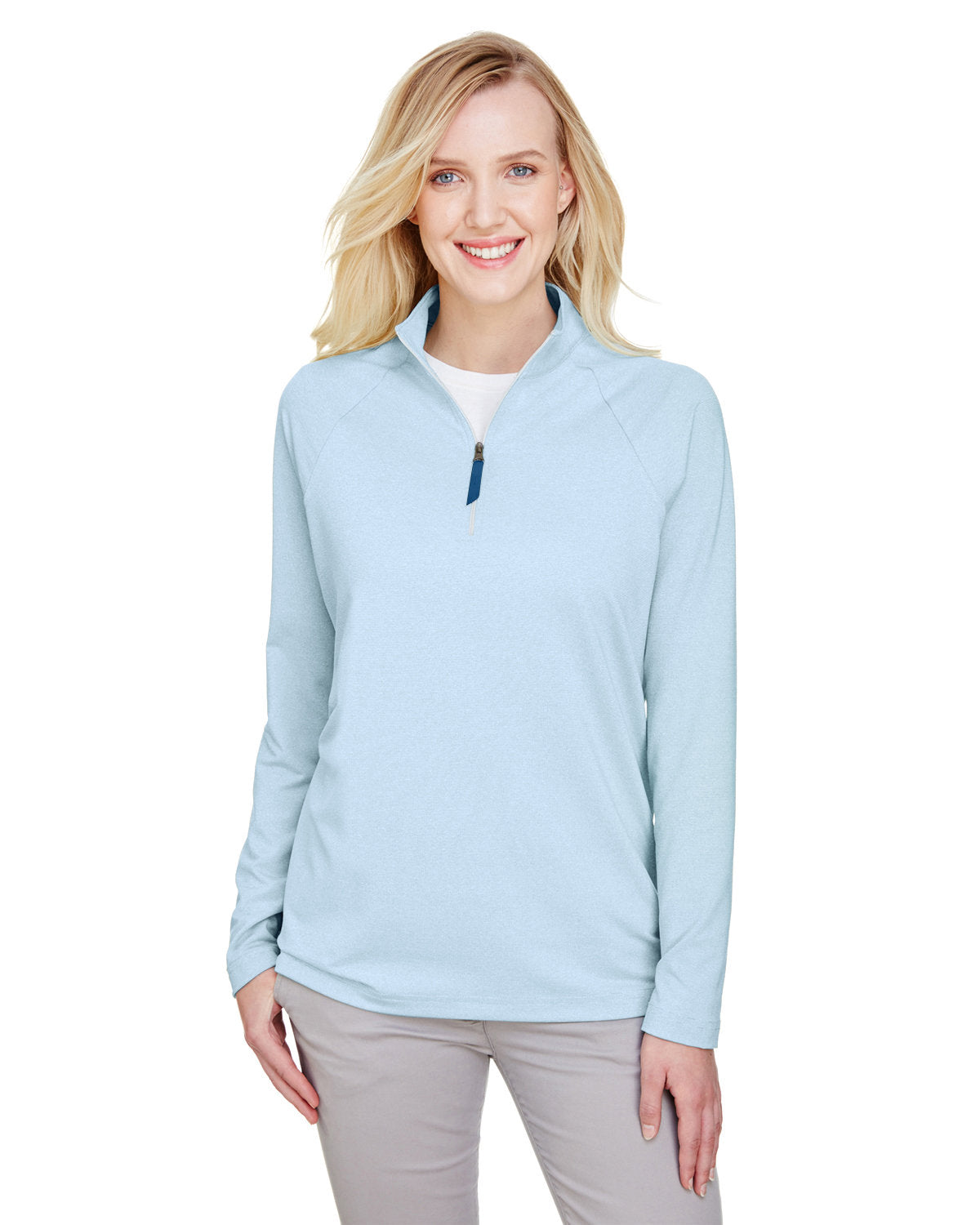 DEVON AND JONES CrownLux Performance® Ladies' Clubhouse Micro-Stripe Quarter-Zip