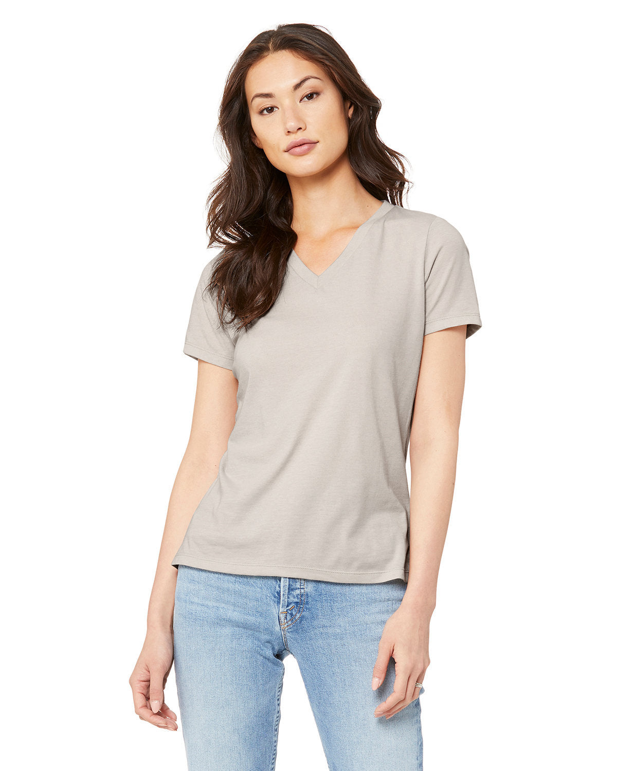 BELLA+CANVAS Ladies' Relaxed Heather CVC Jersey V-Neck T-Shirt