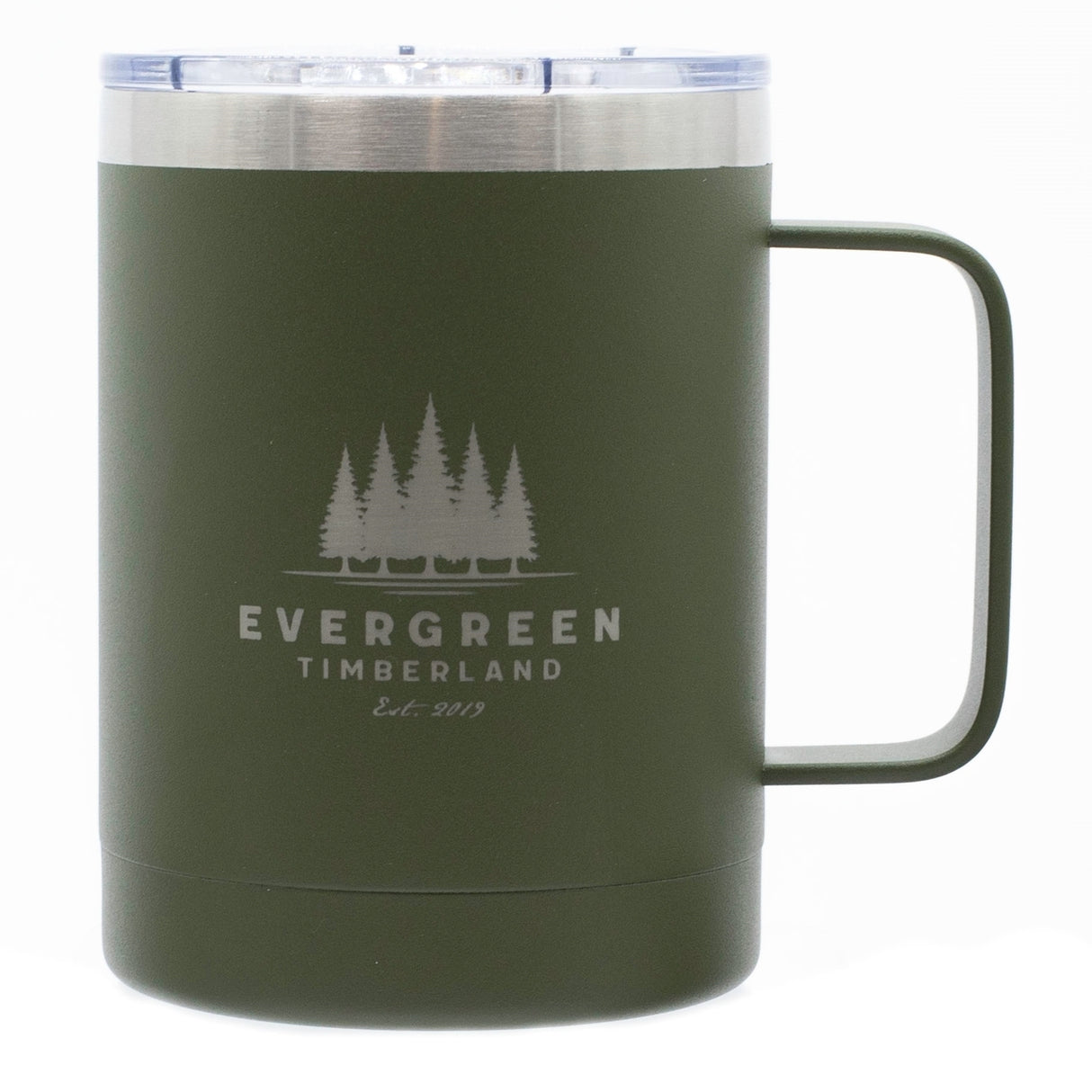 Outback 16oz stainless steel double wall mug matte green with clear pushon lid