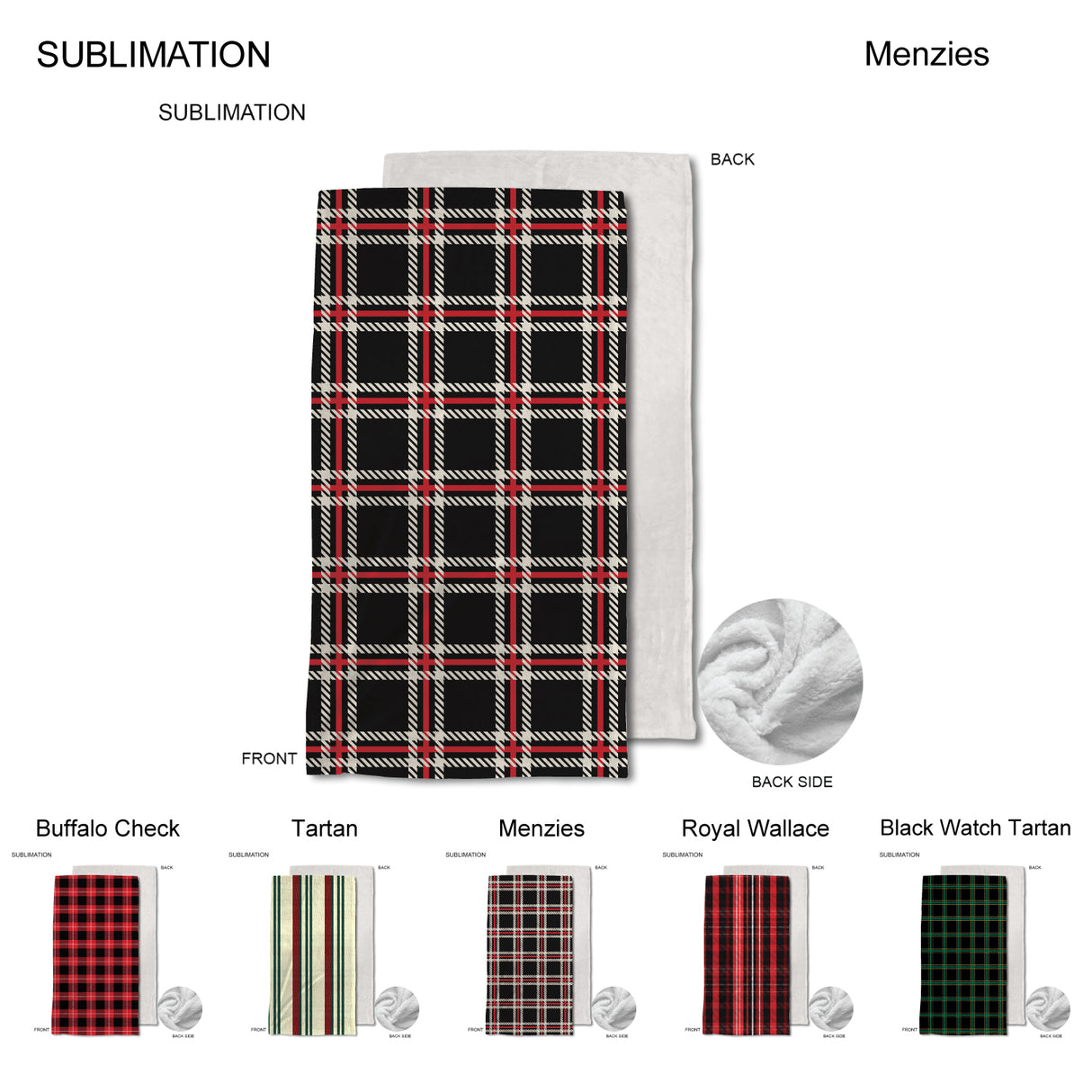 Stock Plaid Design Plush and Cozy Mink flannel Fleece blanket, 30"x60", Sublimated