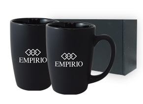 ~ Houston 16oz matte black ceramic mug set of 2 in Jet gift box