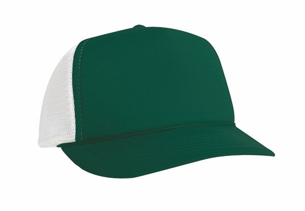 5-Panel Poly Foam Mesh Trucker Cap w/Flat Bill (2-Tone)