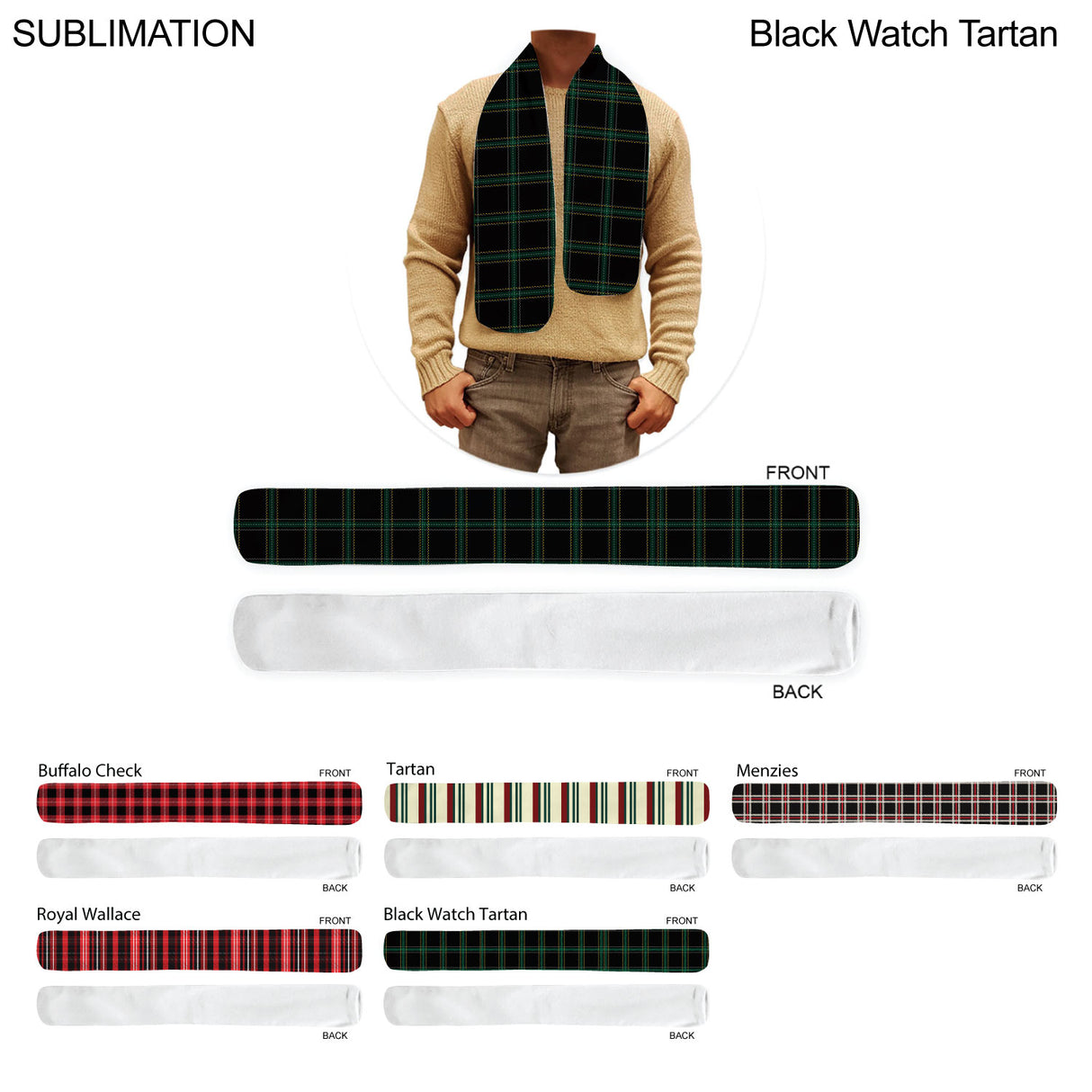 Stock Plaid Design Festive, Holiday Fashion Scarf, 6x50, Sublimated Edge to Edge 1 side