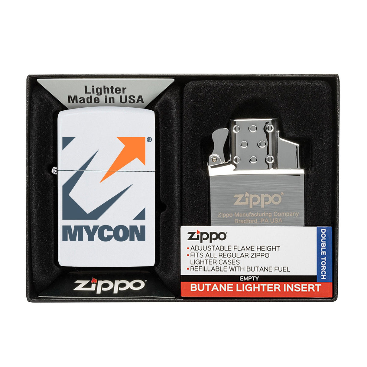 Matte Zippo® Lighter & Double Butane Insert Gift Set