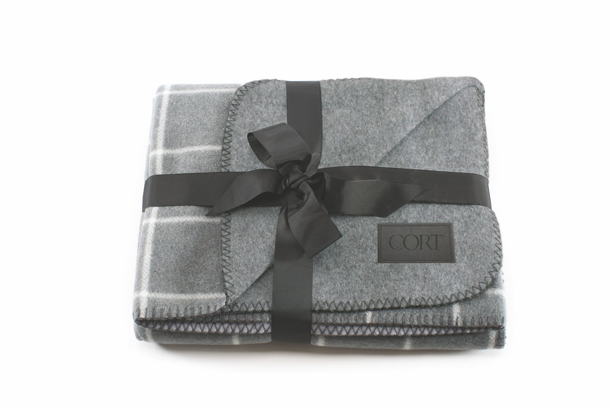 The Euro Throw - Gray Plaid (Laser Patch)
