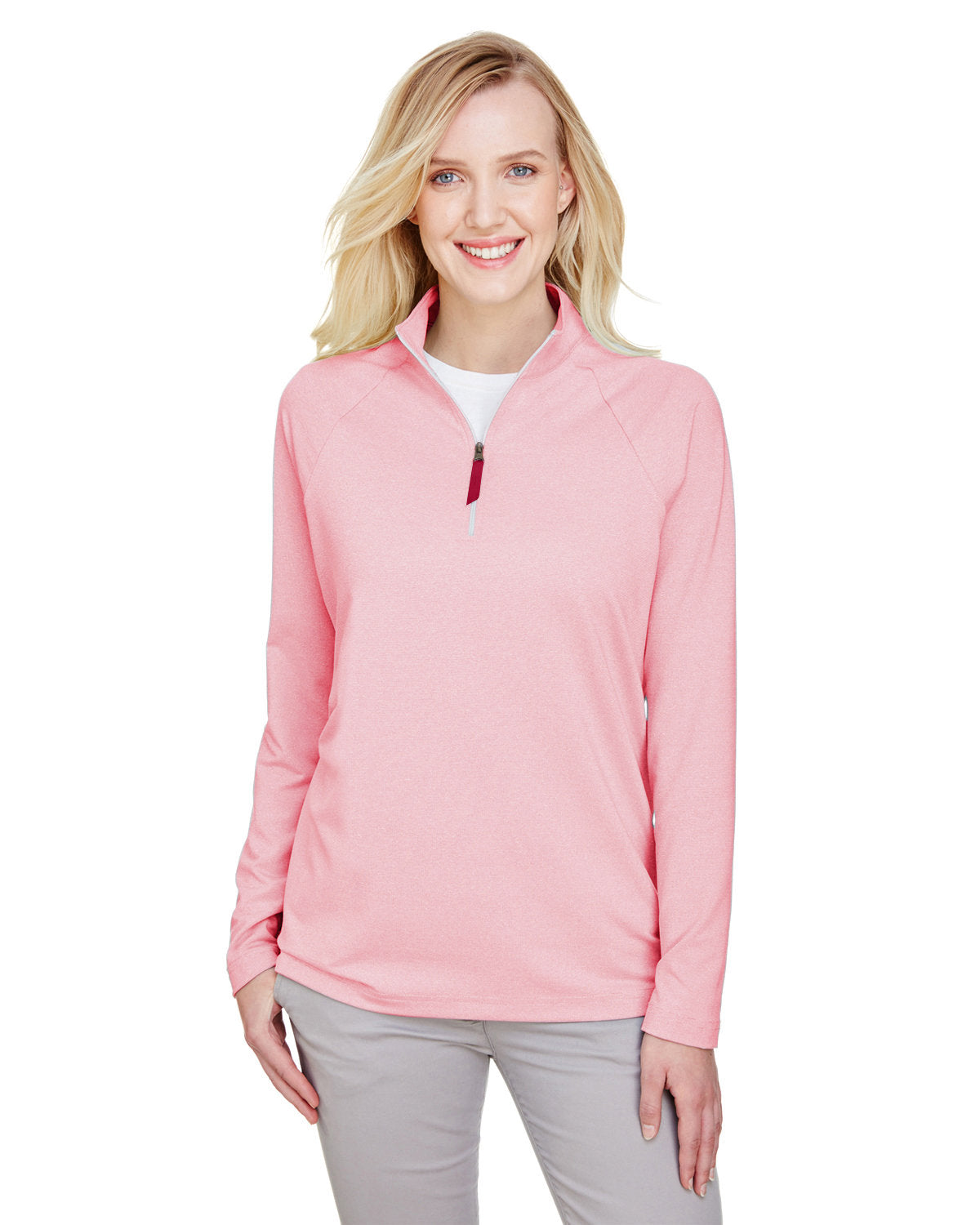 DEVON AND JONES CrownLux Performance® Ladies' Clubhouse Micro-Stripe Quarter-Zip