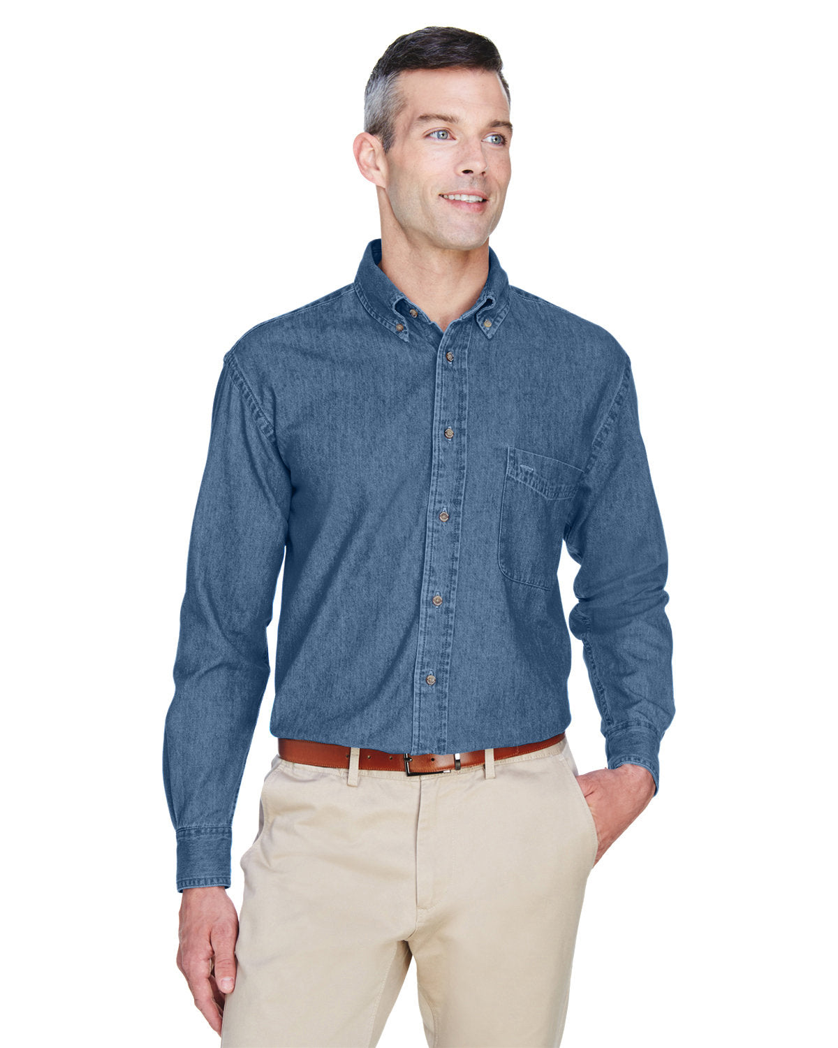 Harriton Men's 6.5 oz. Long-Sleeve Denim Shirt
