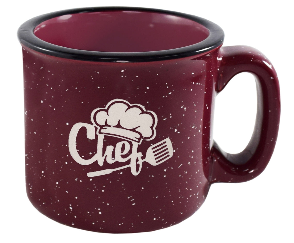 Camper 15oz speckled burgundy mug - Etched