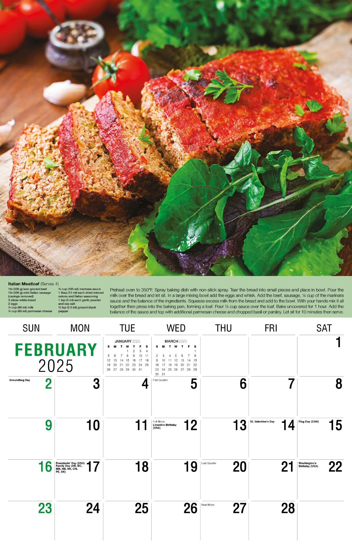 Galleria Wall Calendar 2025 Recipes