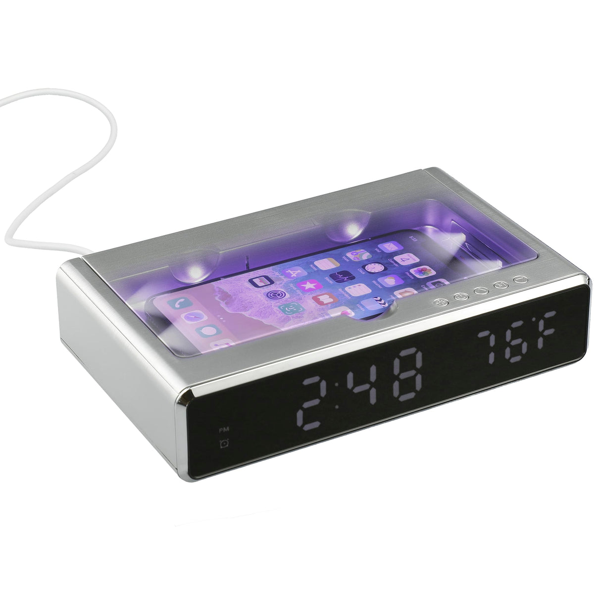 UV Sanitizer Desk Clock with Wireless Charging