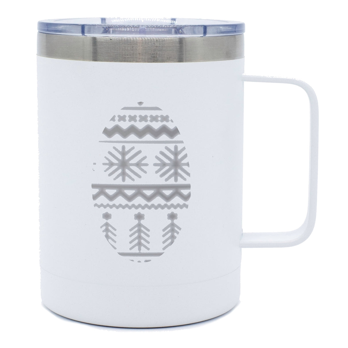 Outback 16oz stainless steel double wall mug matte white with clear pushon lid