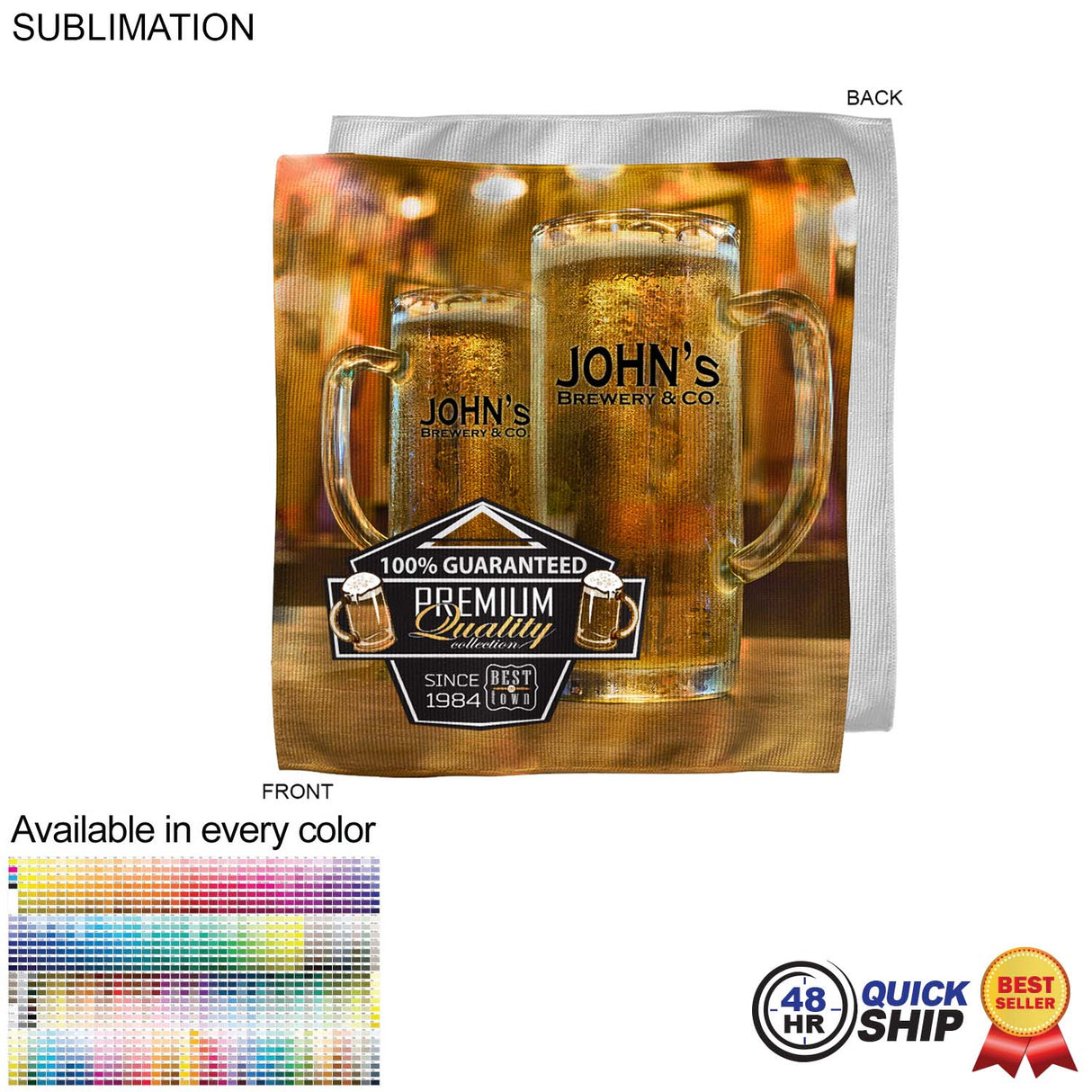 48 Hour Quick Ship - Microfiber Dri-Lite Terry Skate, Cooling, Rally Towel, 10x10, Sublimated