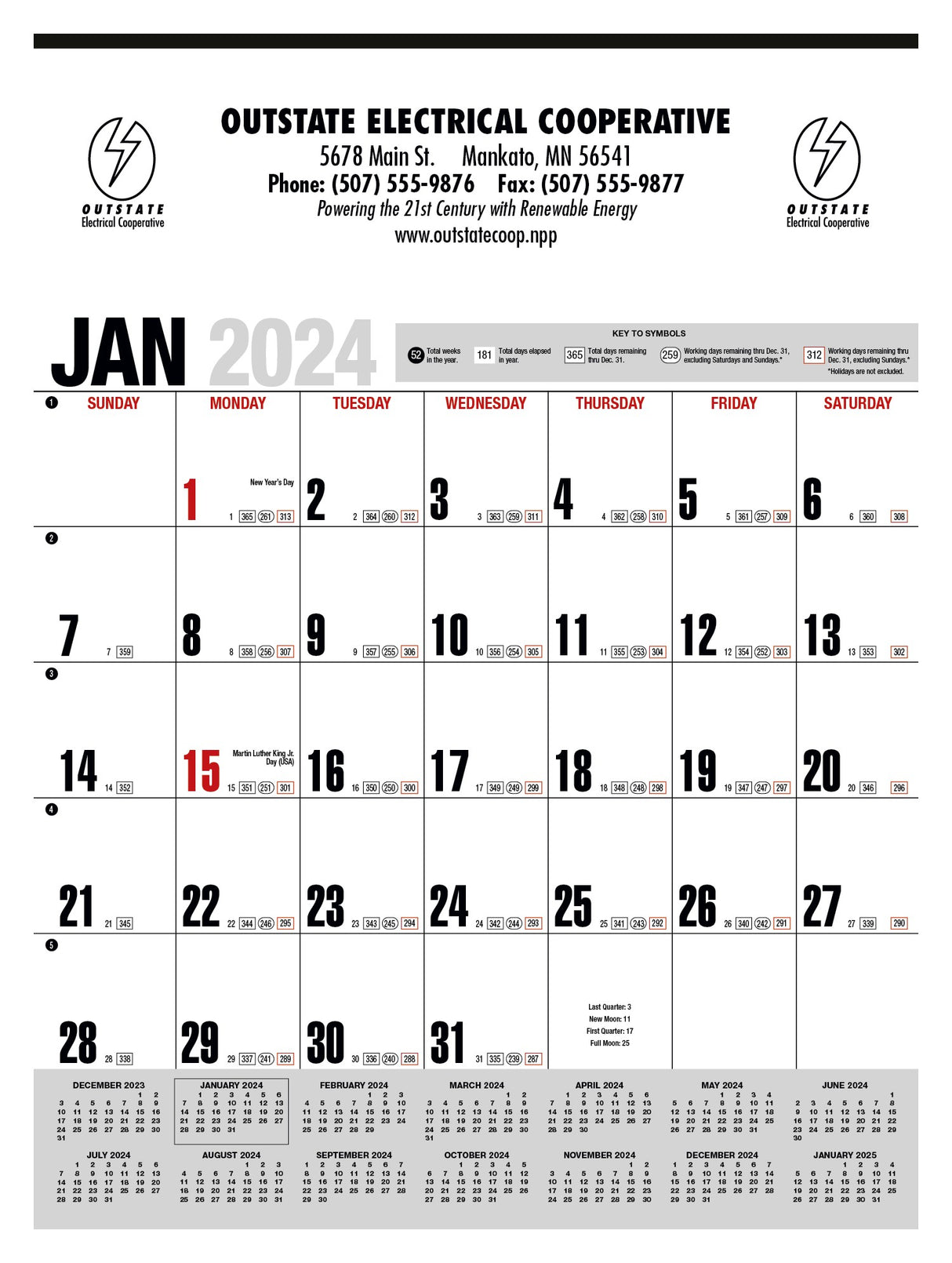 000727 Yearly Record® Gray with Red Calendar
