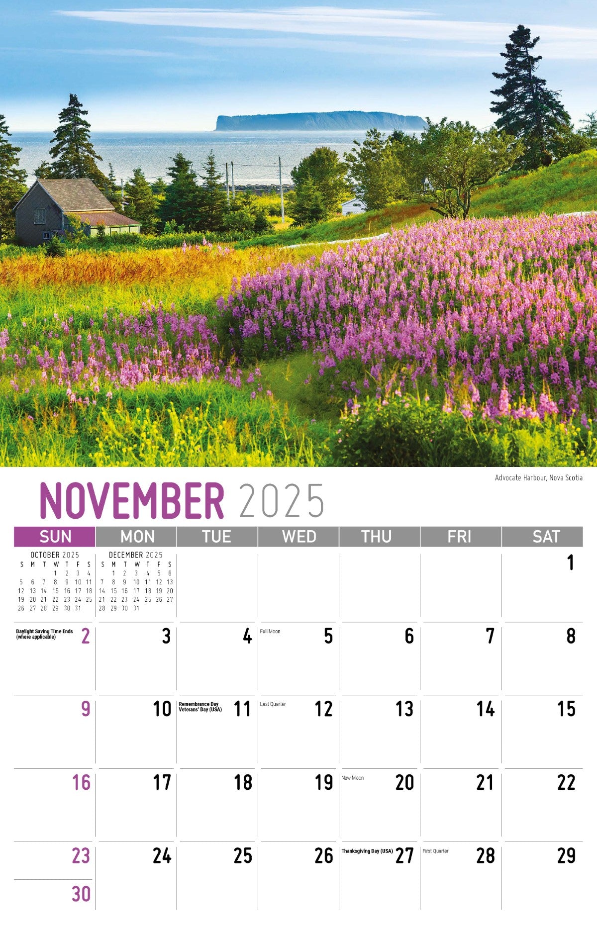 Galleria Wall Calendar 2025 Scenes of Atlantic Canada